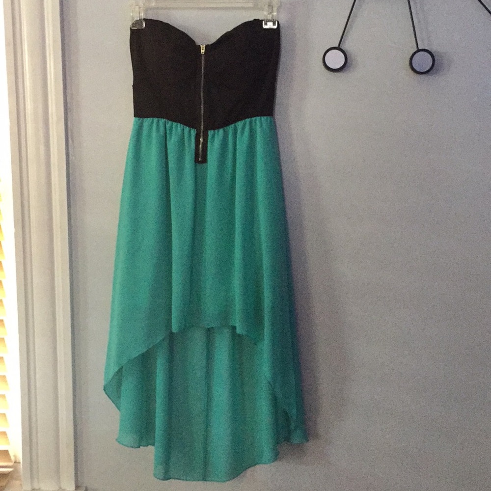 Deb Aqua/Black strapless Sundress S